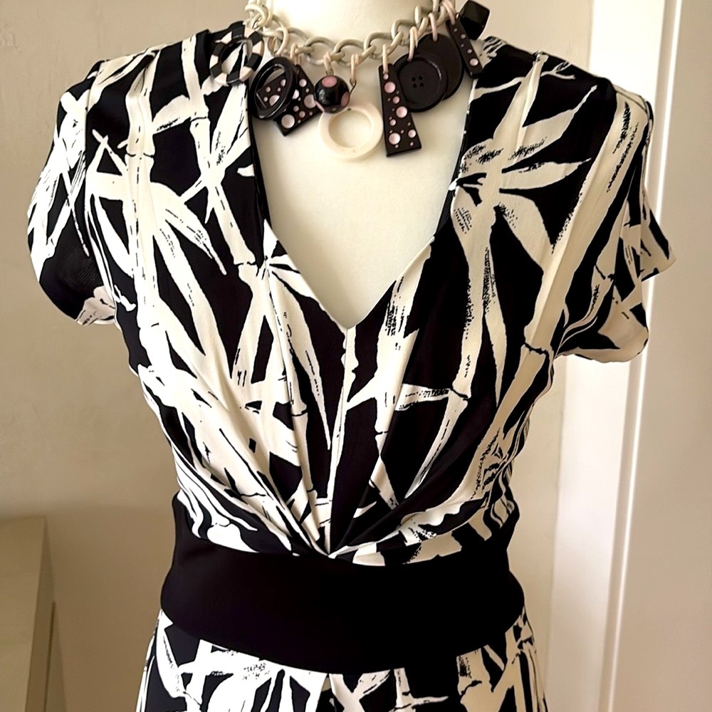 VTG TALBOTS Black and White Dress, Sz 4P